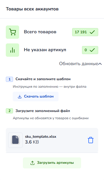 Сопоставление артикулов